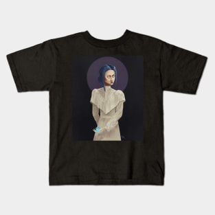 The Keeper. Whimsical female character artwork portrait. Kids T-Shirt